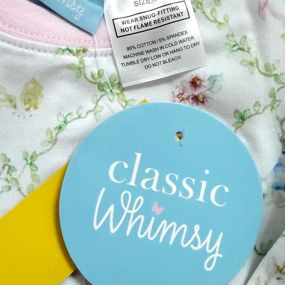 Classic Whimsy Easter Bunny Floral with Pastel Flowers Long Sleeve + Pant PJs - Picture 2 of 5
